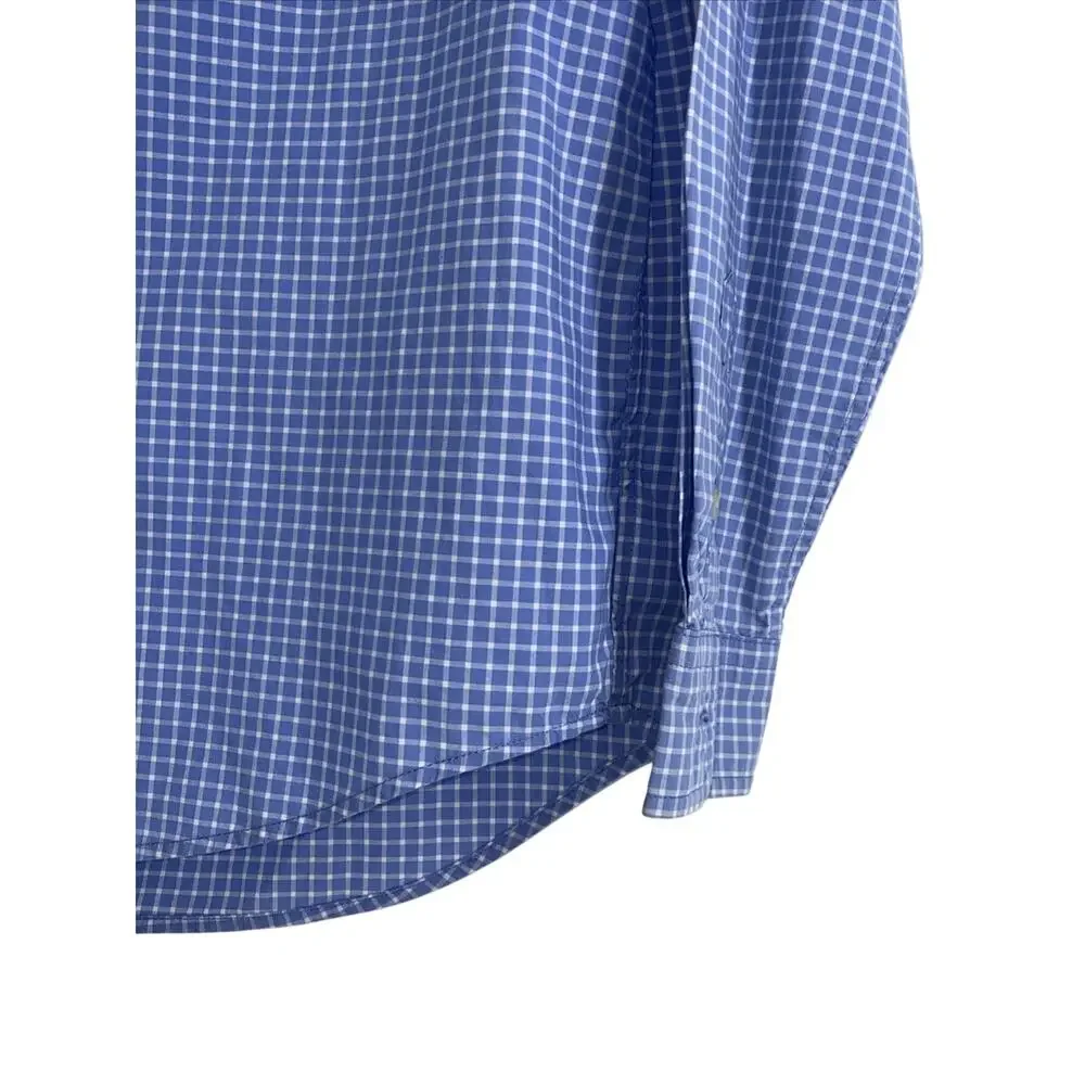 Ralph Lauren Boys L (14-16) Blue/White Check Button-Down Long Sleeve Shirt